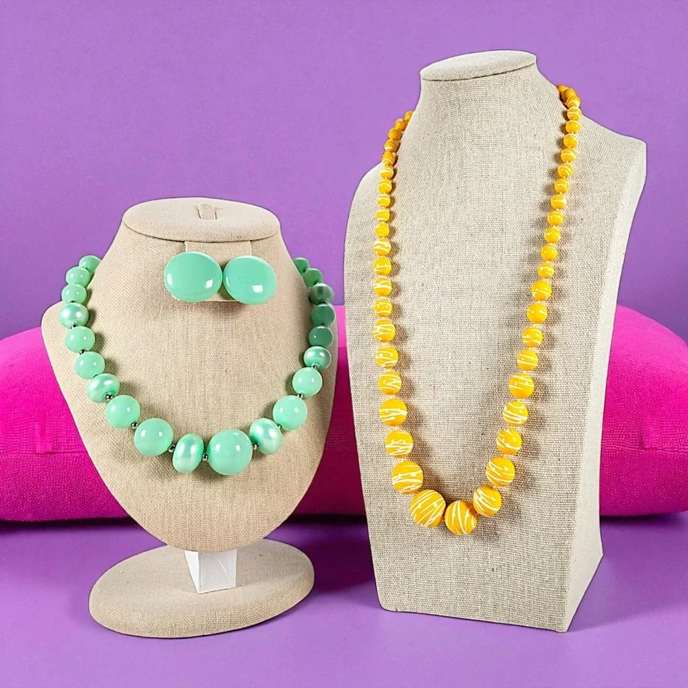 Vtg & Modern Crafting Necklaces Earrings Women's Jewelry Lot of 5 Pieces 8 oz